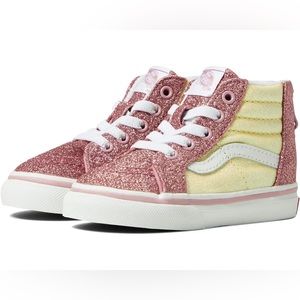 Vans kid’s sk8-hi zip glitter tone shoes, toddler size 9